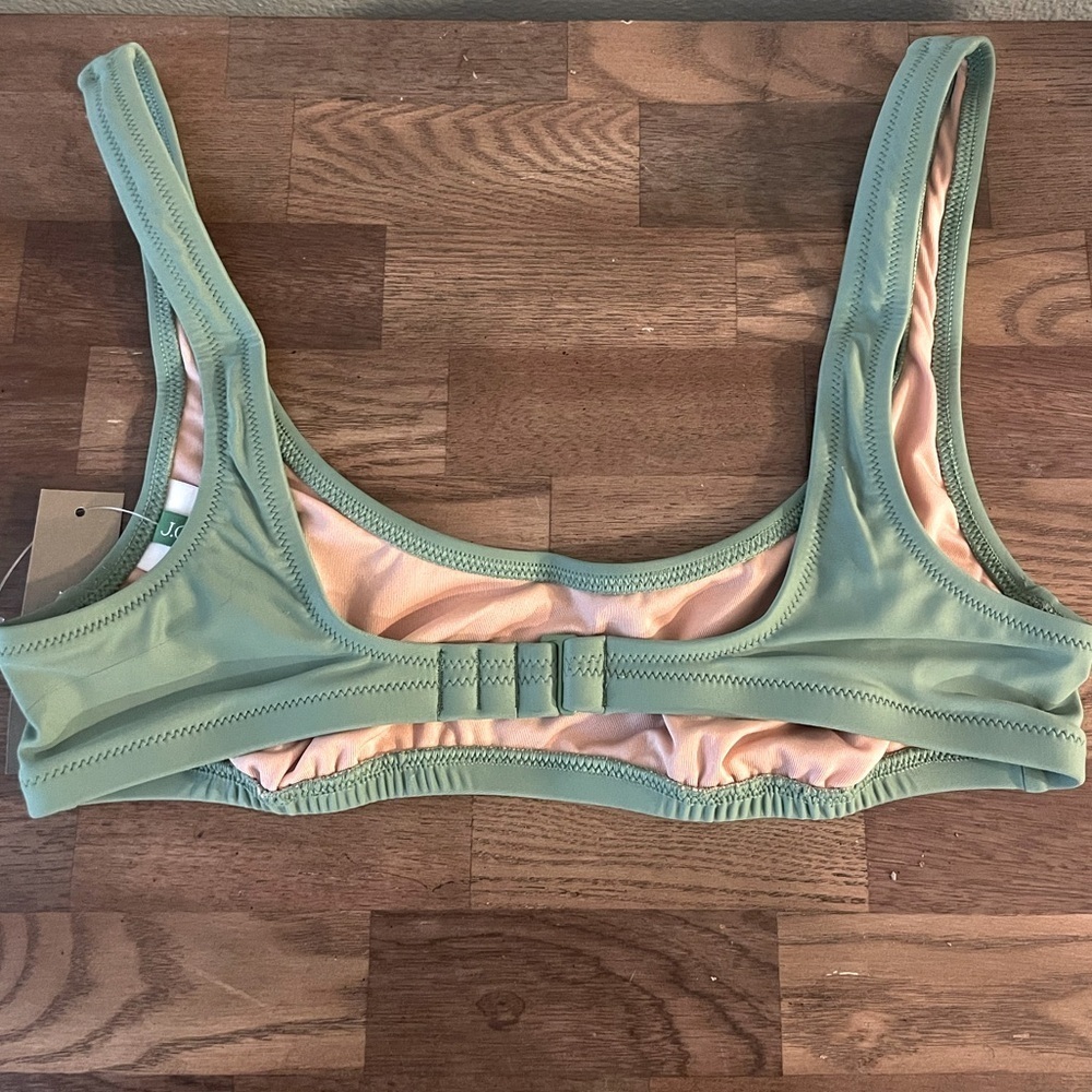 NEW! J.CREW…Heritage Scoopneck Green Bikini Swim Top - Picture 2 of 3